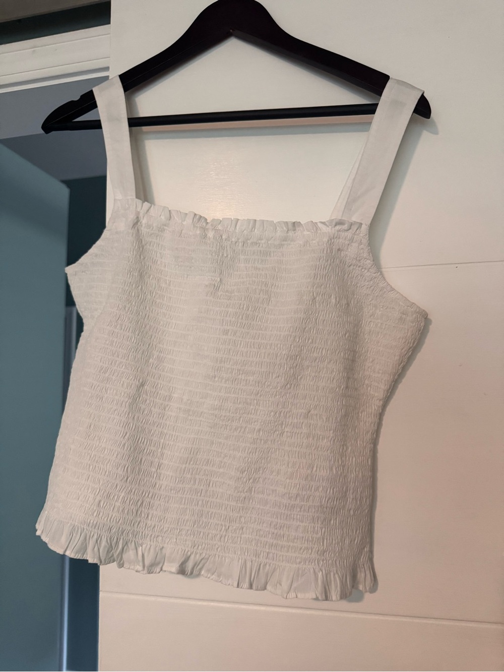 Madewell White Smocked Square-Neck Tank Top NWT